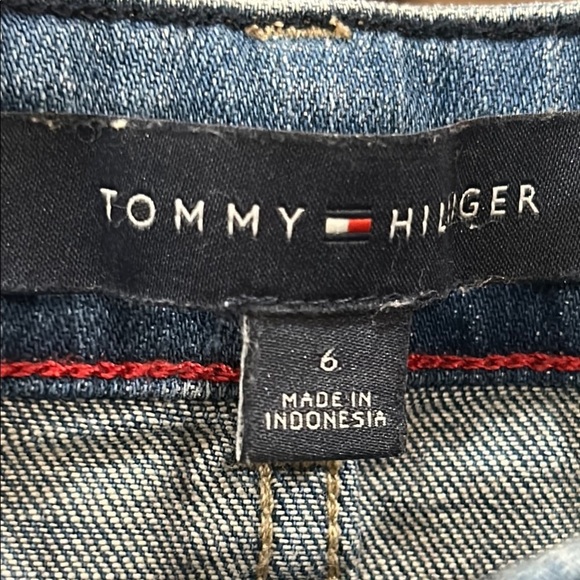 Tommy Hilfiger Blue Tribeca Skinny Ankle Jeans Distressed Patched Details Size 6 - Picture 5 of 10